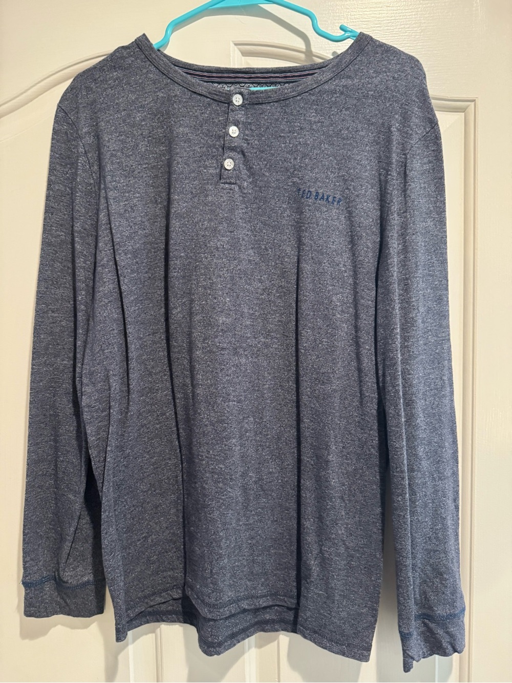 Ted Baker Men's Long-Sleeve Henley in Heather Gray-Blue